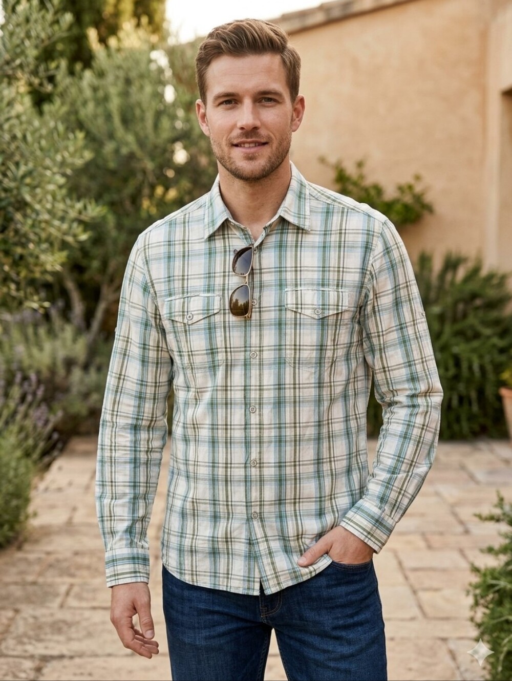 MEXX Men's Plaid Long Sleeve Button Down Casual Shirt - Size Large